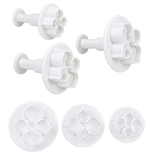 Foxnovo 3pcs 4-petal Hydrangea DIY Fondant Sugarcraft Cake Cookie Cutters Decorating Plungers in Different Sizes...