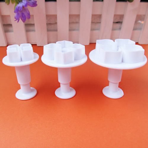 Foxnovo 3pcs 4-petal Hydrangea DIY Fondant Sugarcraft Cake Cookie Cutters Decorating Plungers in Different Sizes... N2