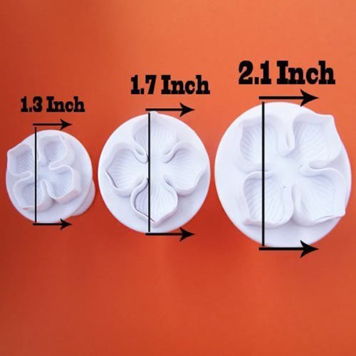 Foxnovo 3pcs 4-petal Hydrangea DIY Fondant Sugarcraft Cake Cookie Cutters Decorating Plungers in Different Sizes... N3