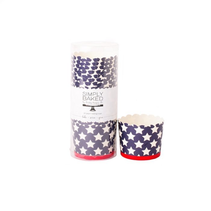 Simply Baked Large Paper Baking Cup, Red, White & Blue, 20-Pack, Entertain with Ease and Style, Serve Cupcakes...