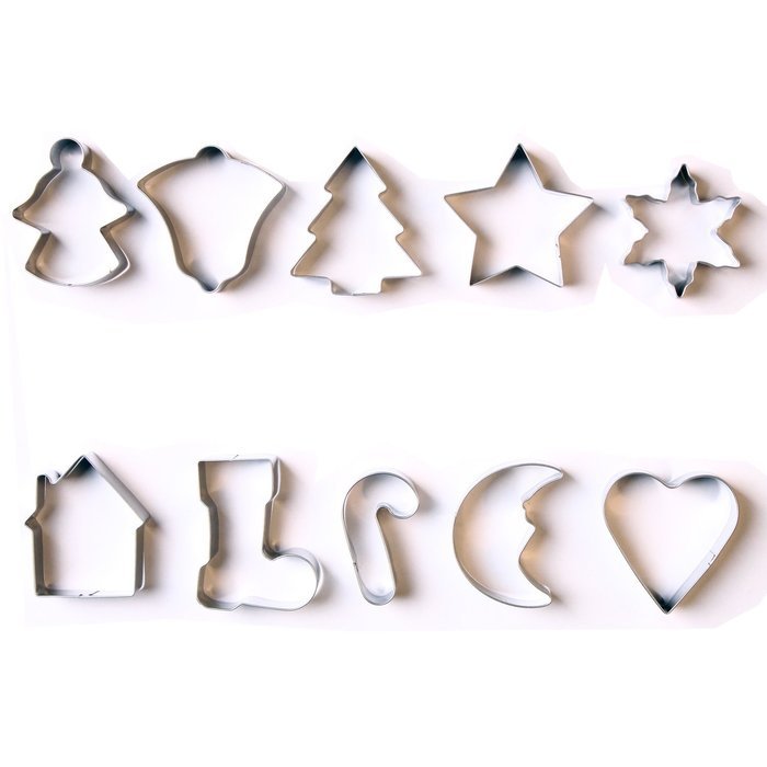 Ebake 10 Pieces Reusable Stainless Steel Biscuit Cutter Set for Christmas (Christmas) N2