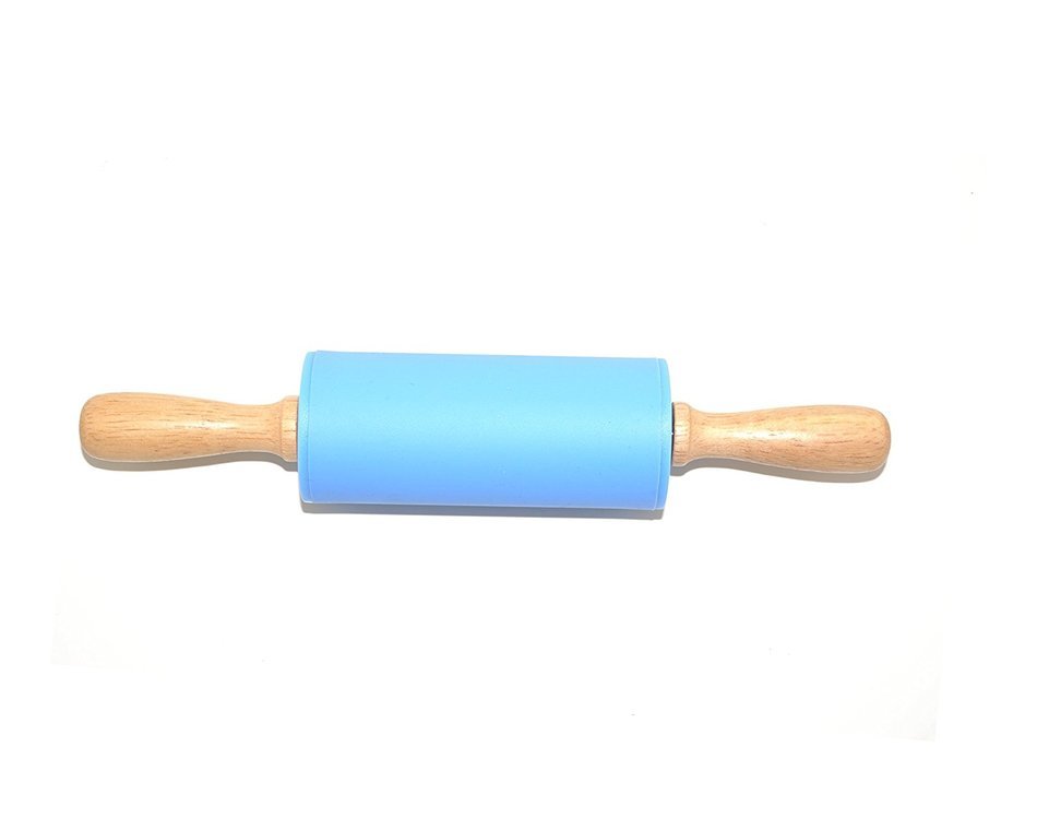 Remeel Silicone Rolling Pin Non-stick Surface Wooden Handle (Kid, Blue) N2