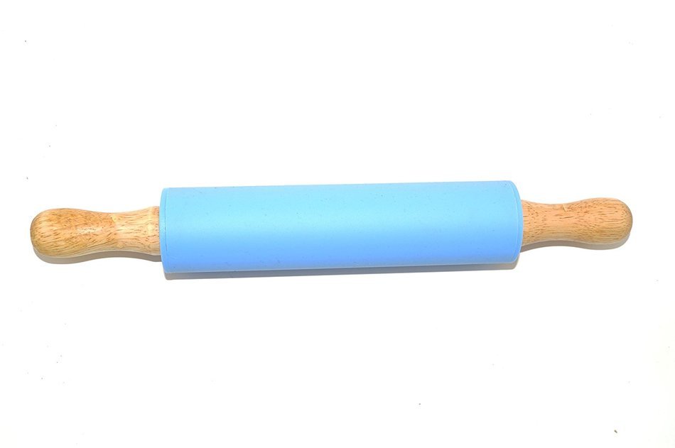 Remeel Silicone Rolling Pin Non-stick Surface Wooden Handle (Kid, Blue) N8