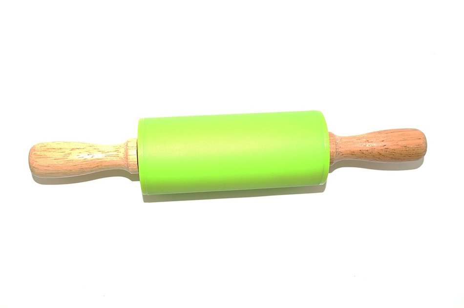 Remeel Silicone Rolling Pin Non-stick Surface Wooden Handle (Kid, Blue) N11
