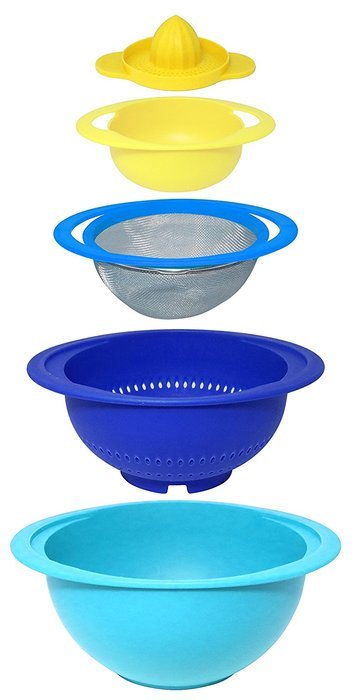 Gourmet Home Products 5 Piece Polypropylene Preparation Set with Juicer, Light Blue