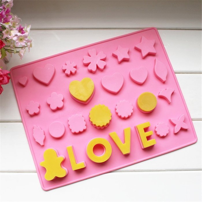 Yunko Bakeware LOVE Heart Star Silicone Muffin Tray Candy Cupcake Jelly Mold Baking Pan 26 Cells