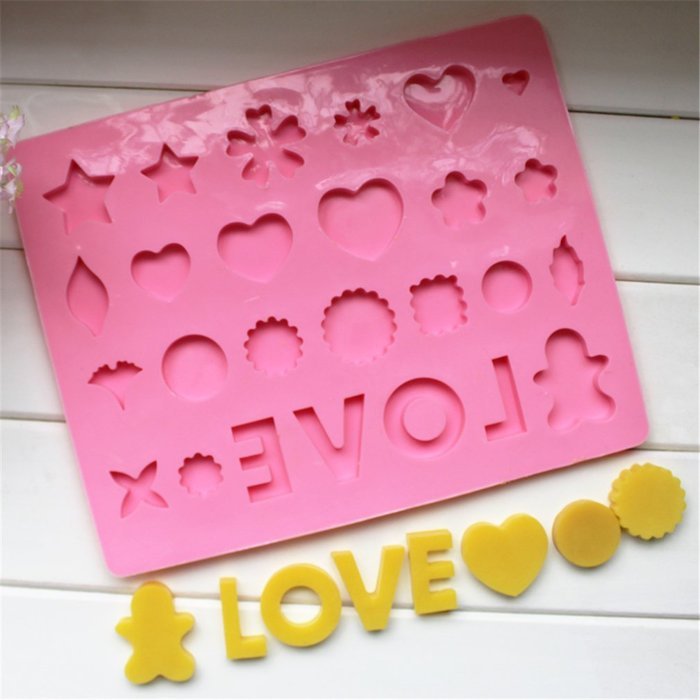 Yunko Bakeware LOVE Heart Star Silicone Muffin Tray Candy Cupcake Jelly Mold Baking Pan 26 Cells N2