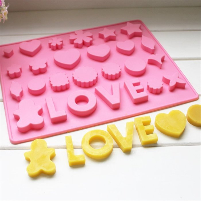 Yunko Bakeware LOVE Heart Star Silicone Muffin Tray Candy Cupcake Jelly Mold Baking Pan 26 Cells N4