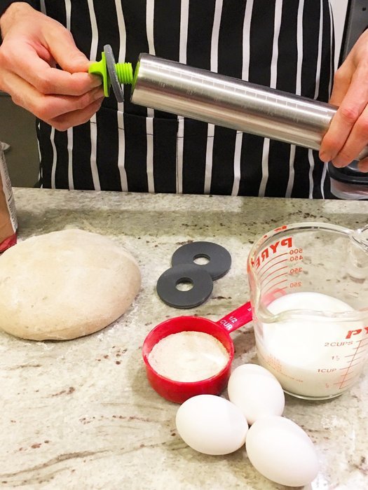 Chef O' Gadgets Stainless Steel Rolling Pin w/ 3 Adjustable Discs: French Style Baking Rod: Freezer Safe Non Stick... N2