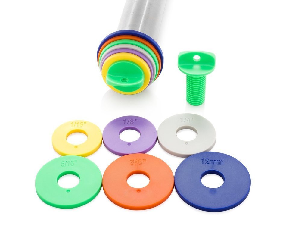 Chef O' Gadgets Stainless Steel Rolling Pin w/ 3 Adjustable Discs: French Style Baking Rod: Freezer Safe Non Stick... N10