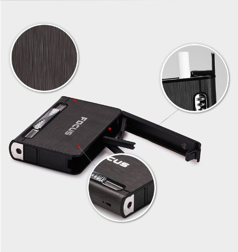 Focus Cigarette Case Dispenser with Butane Jet Torch Lighter (Holds 10) SILVER N5