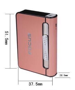 Focus Cigarette Case Dispenser with Butane Jet Torch Lighter (Holds 10) SILVER N7