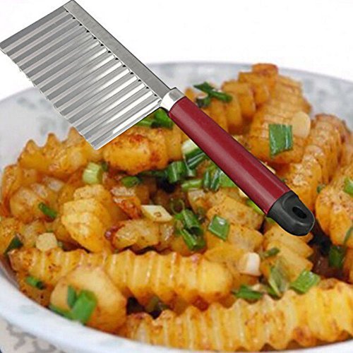 Generic Stainless Steel Potato Chip Vegetable Crinkle Wavy Cutter Blade Slicer N2