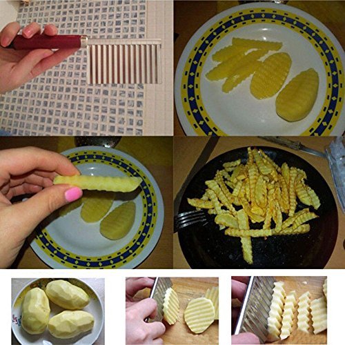 Generic Stainless Steel Potato Chip Vegetable Crinkle Wavy Cutter Blade Slicer N4