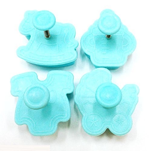 Tinksky Cute 3D Baby Shirt Bottle Pushchair Rocking Horse Shaped Cake Fondant Cookies Plunger Cutters Molds Set... N3