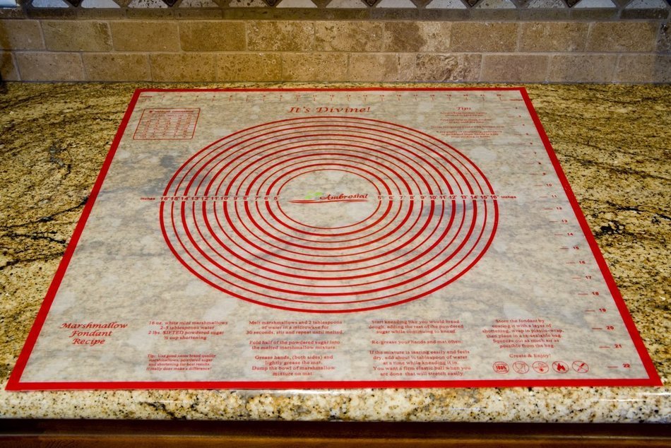 Ambrosial Silicone, Non-slip, 24x24 Inch Extra Large Mat, for Pastry, Dough, Pie Crust, with Measurements, Marshmallow... N2