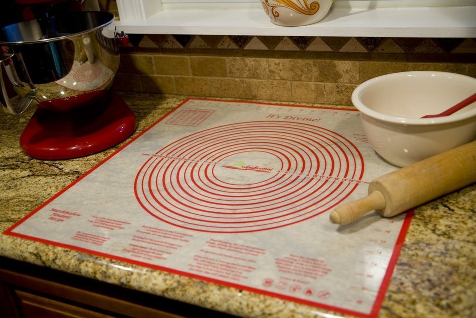 Ambrosial Silicone, Non-slip, 24x24 Inch Extra Large Mat, for Pastry, Dough, Pie Crust, with Measurements, Marshmallow... N4
