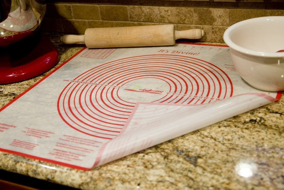 Ambrosial Silicone, Non-slip, 24x24 Inch Extra Large Mat, for Pastry, Dough, Pie Crust, with Measurements, Marshmallow... N5