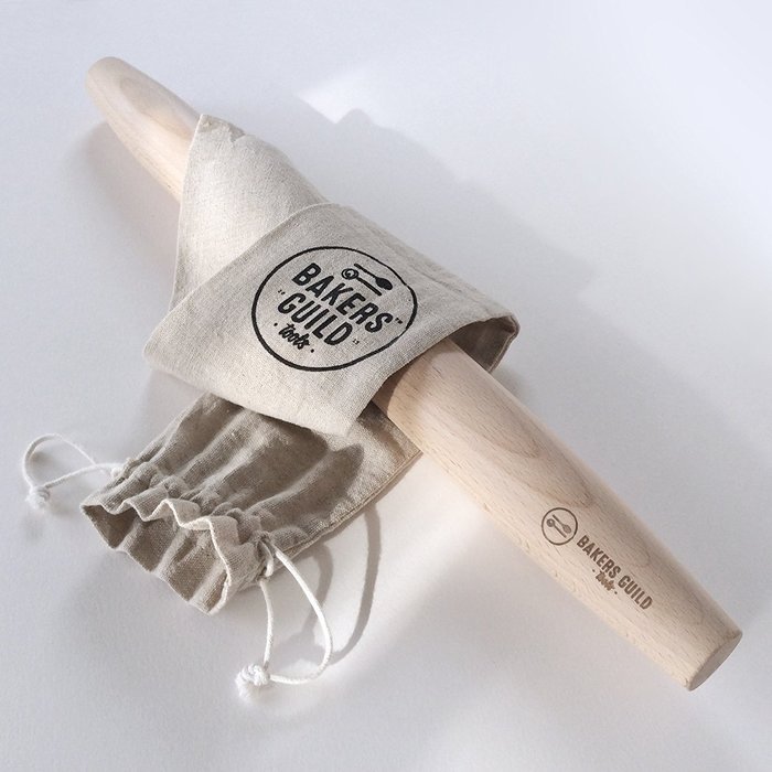 French Rolling Pin. Tapered Solid Wood Hand Crafted Design. Perfect for Pie, Pastry & Pizza Dough. N5