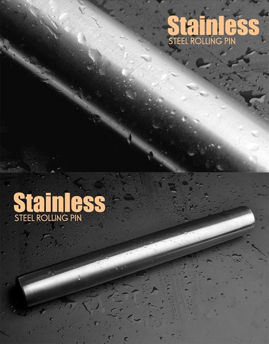Peicees Rolling Pin French Style Stainless Steel Rolling Pin for Bakers Cookie & Pastry Dough 16 inch N5