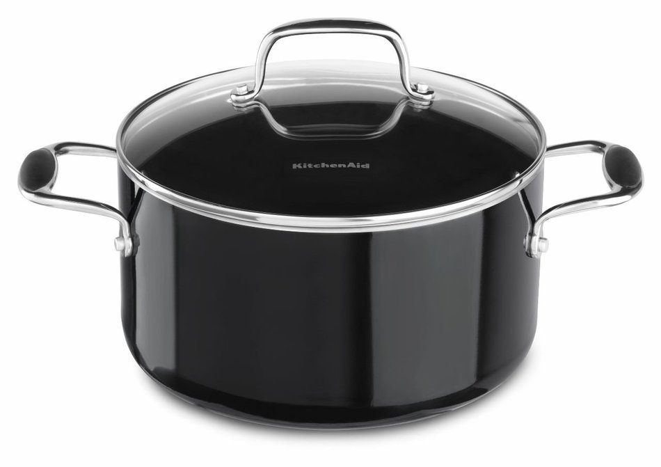 KitchenAid KCA60LCOB Aluminum Nonstick 6.0-Quart Low Casserole with Lid Cookware - Onyx Black
