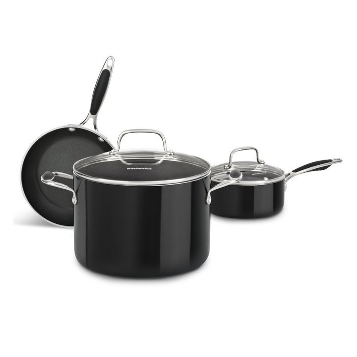 KitchenAid KCA60LCOB Aluminum Nonstick 6.0-Quart Low Casserole with Lid Cookware - Onyx Black N4