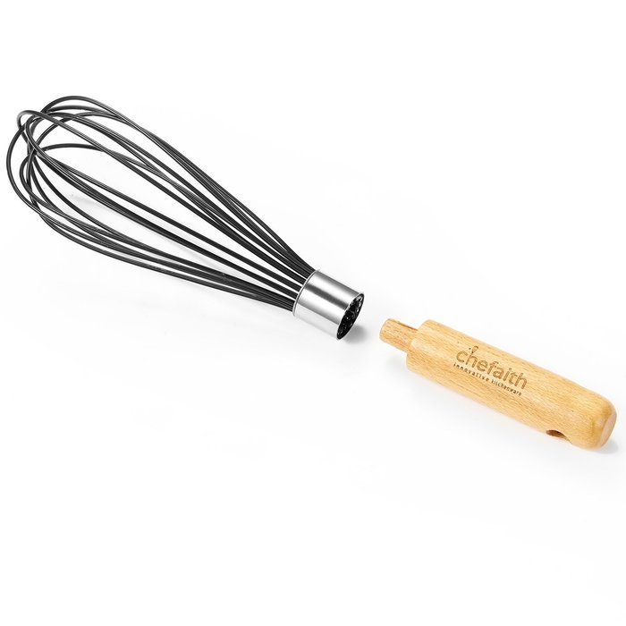 Chefaith 12" Food-Grade Silicone Wired Balloon Whisk [Wooden Handle for Nice Grip] + 3" Mini Whisk as Bonus -... N2