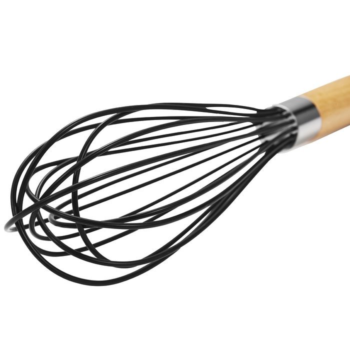Chefaith 12" Food-Grade Silicone Wired Balloon Whisk [Wooden Handle for Nice Grip] + 3" Mini Whisk as Bonus -... N4