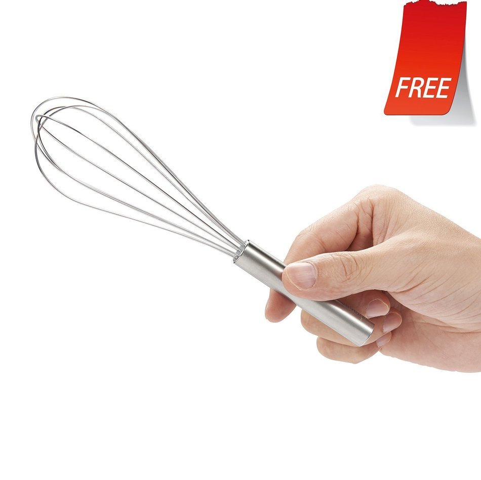 Chefaith 12" Food-Grade Silicone Wired Balloon Whisk [Wooden Handle for Nice Grip] + 3" Mini Whisk as Bonus -... N5