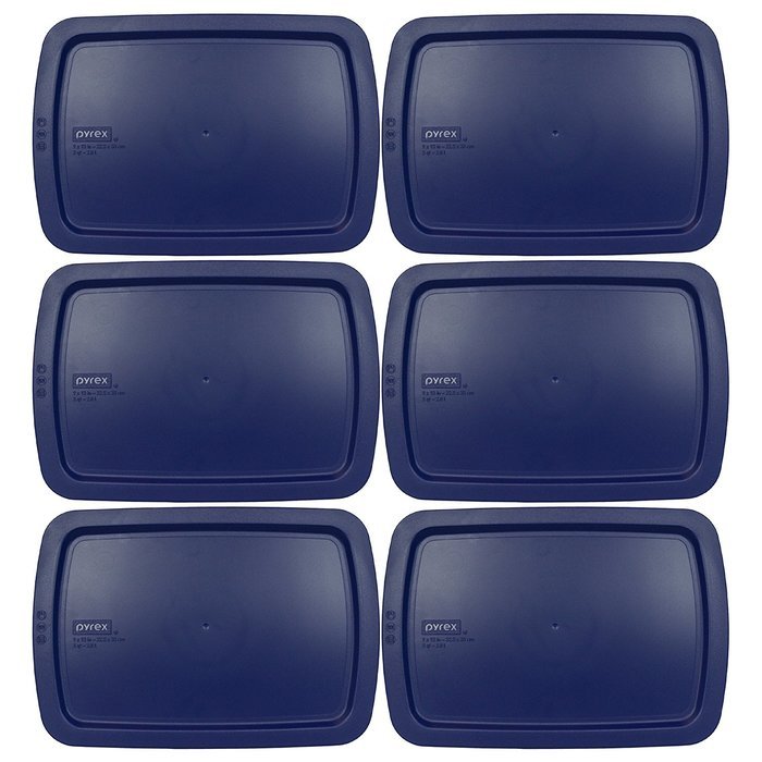 Pyrex C-233-PC Easy Grab Blue Rectangle Plastic Lid for 9" X 13" Oblong Baking Dish (2 Pack) N4