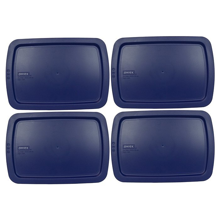 Pyrex C-233-PC Easy Grab Blue Rectangle Plastic Lid for 9" X 13" Oblong Baking Dish (2 Pack) N5