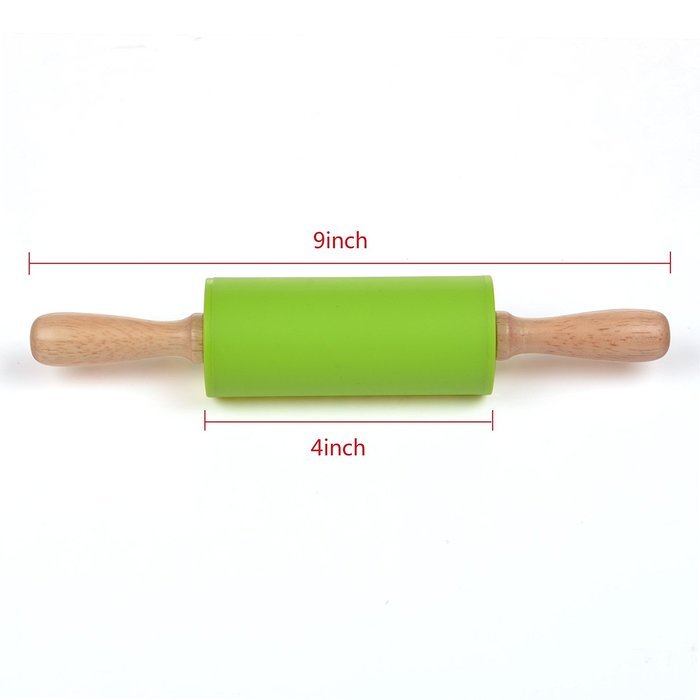KLOUD City&reg; 9 INCH Mini Wooden Handle Silicone Home Kitchen Cake Rolling Pin (Random Color)