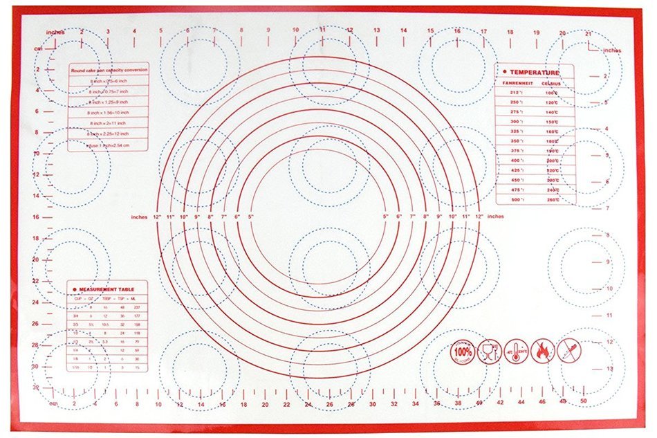 Homankit Silicone Pastry Mat with Measurements, 15-3/4" x 23-5/8" Non-stick Cookie Sheet to Countertop for Rolling...