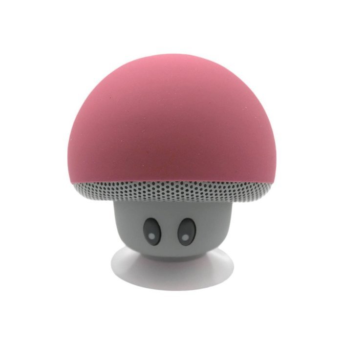 HuaYang Splash-Proof Design Cool Mushroom Shape Mini Wireless Bluetooth Speaker Suction Cup Charger Cable(Pink)