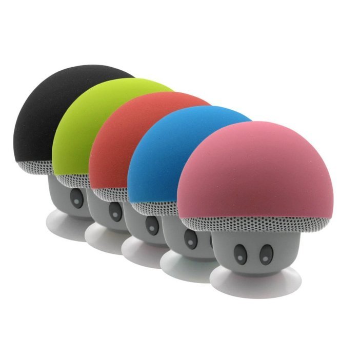 HuaYang Splash-Proof Design Cool Mushroom Shape Mini Wireless Bluetooth Speaker Suction Cup Charger Cable(Pink) N4