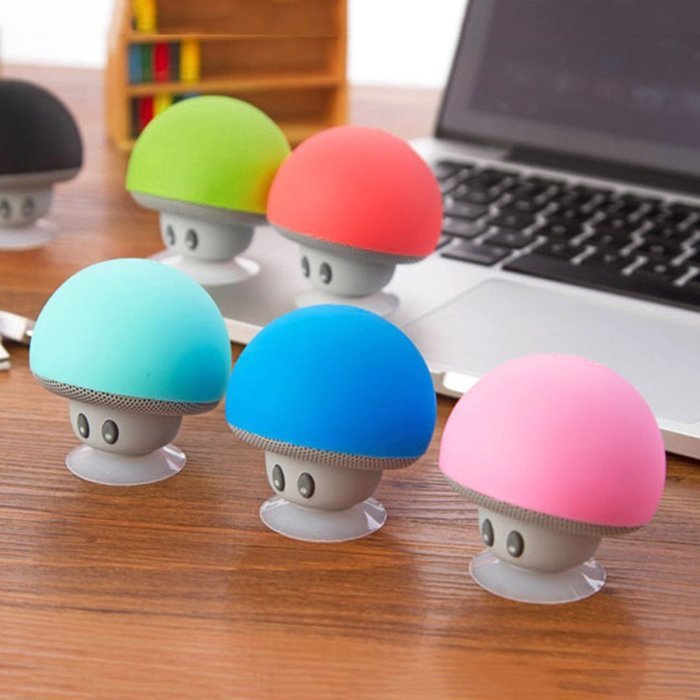 HuaYang Splash-Proof Design Cool Mushroom Shape Mini Wireless Bluetooth Speaker Suction Cup Charger Cable(Pink) N5