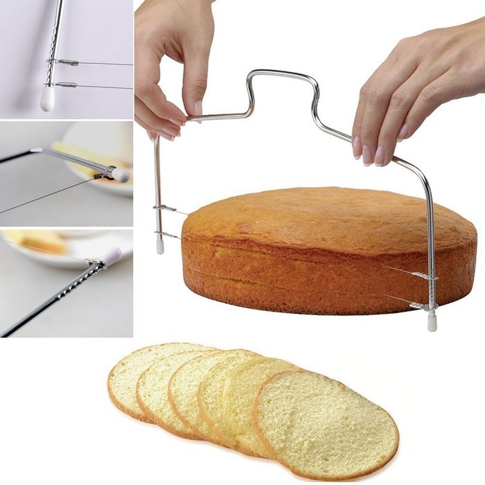 1x Cake Slicer Tool Kitchen Leveler 2 Wire Sponge Baking Loaf Cutter Cupcake N2