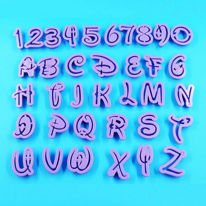 TANGCHU Alphabet And Number Shape Cookie Cutter Set 1.96*0.51inch Purple