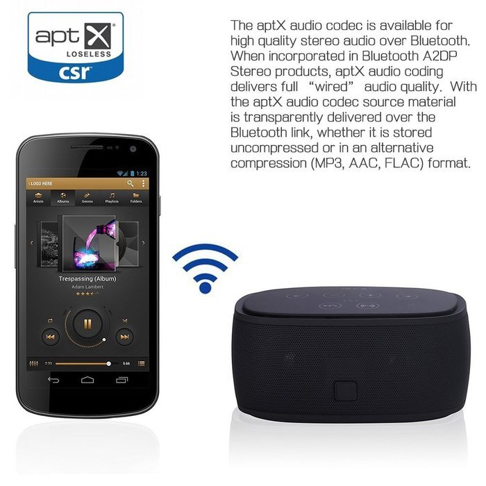 Build-in CSR&reg; aptX & NFC Technology Wireless Bluetooth 3.0 Stereo Speaker 6 Watt Dual Speakers System (2*3W) 1200...