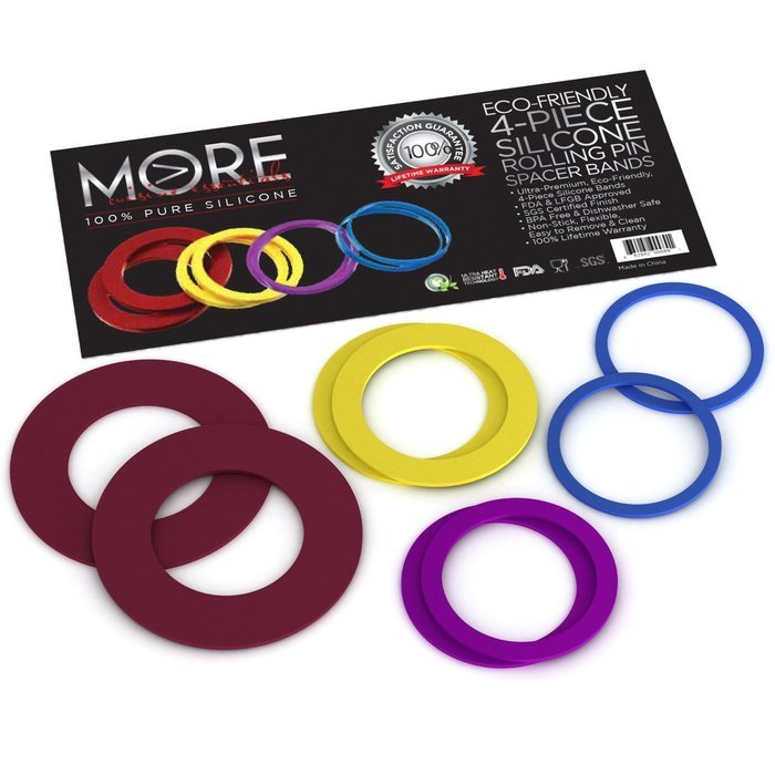 Eco-Friendly Silicone Rolling Pin Rings--4 set of 2 Band Set; Stretch ...