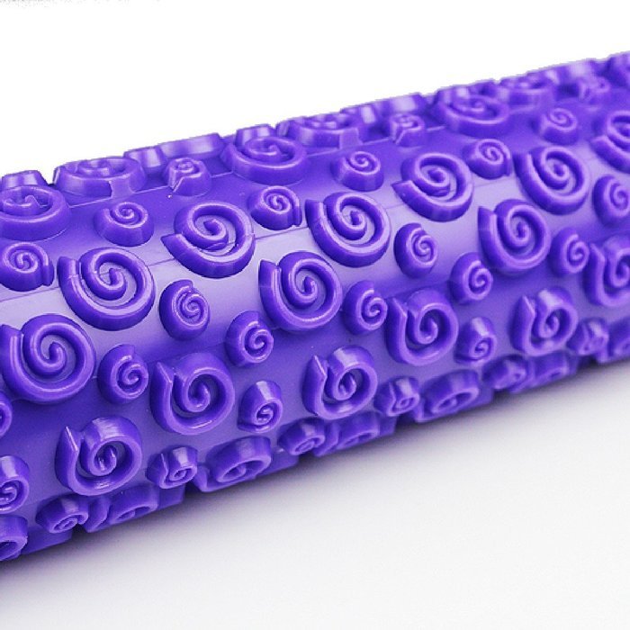 Joylive 10" Rolling Pin HDPE Cake Fondant Sugarcraft Paste Spiral Embossed Tools Purple N5