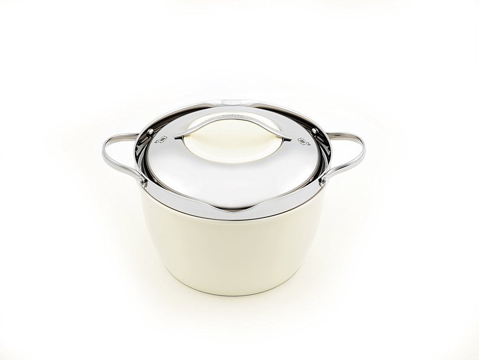 Twiztt by Joan Lunden CW0004792 3 Quart Stainless Steel with White Bowl Covered Casserole