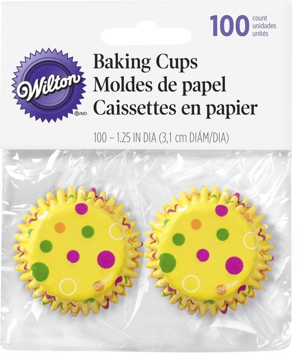 Wilton 415-2631 100 Count Polka Dot Mini Baking Cups, Assorted