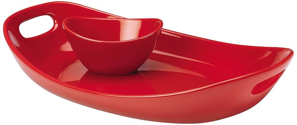 Rachael Ray Serveware 14-Inch Stoneware Serving Platter and Dipper Bowl, Orange N2