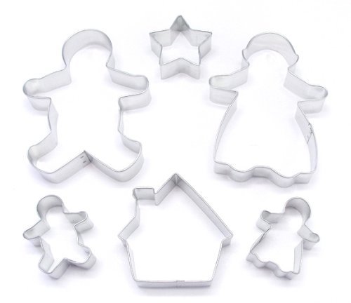 R & M Super Cute Gingerbread Family 6 Piece Cookie Cutter Set - Large and Small Gingerbread Cutters Including...