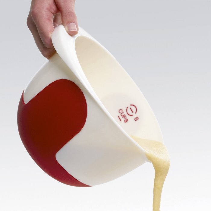Emsa "Mix & Bake" 101.4 oz Mixing Bowl with Lid, White/Red N7