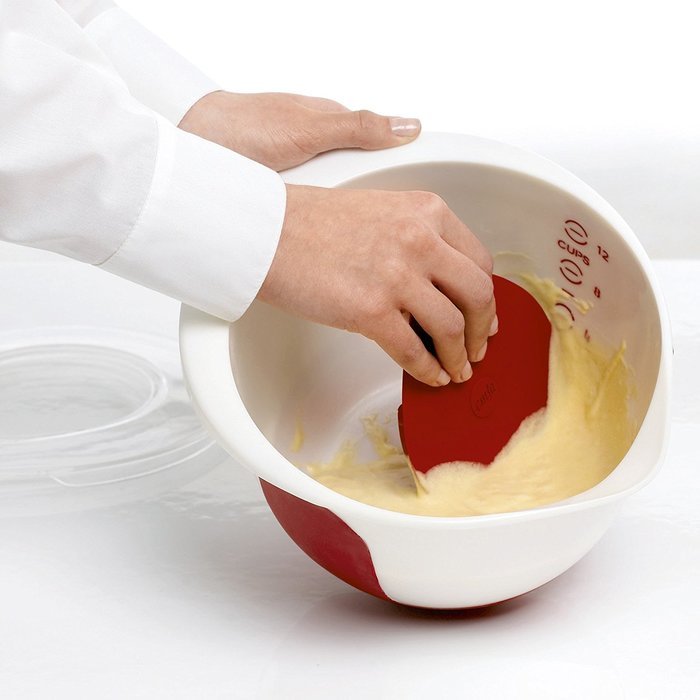 Emsa "Mix & Bake" 101.4 oz Mixing Bowl with Lid, White/Red N8