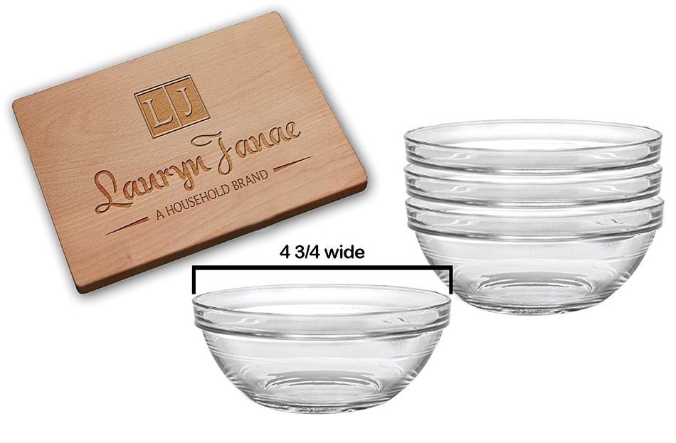 Lauryn Janae Premium Mini 3.5" inch Stackable Glass Kitchen Prep, Dipping Sauce, Dessert, Custard, Pinch, Candy... N11