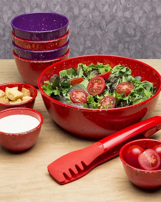 Zak! Designs Confetti Classic Prep Bowls (Set of 4), Durable and BPA-free Melamine, 4" , Urban N8