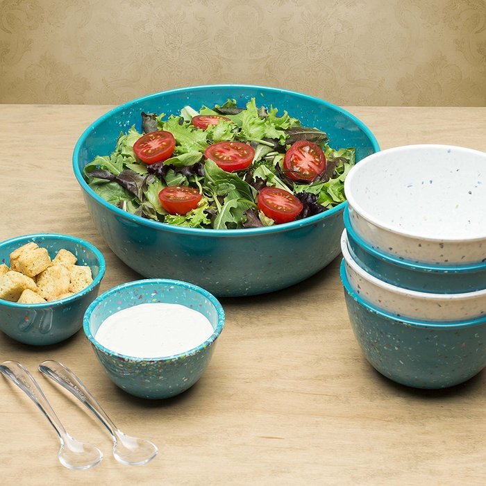 Zak! Designs Confetti Classic Prep Bowls (Set of 4), Durable and BPA-free Melamine, 4" , Urban N9